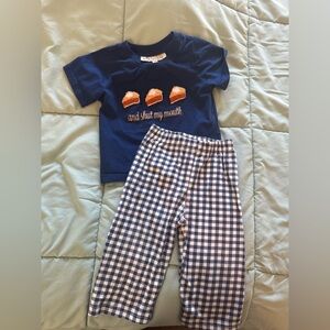 Southern Darlin Smocks “sweet potato pie & shut my mouth” two piece boys set